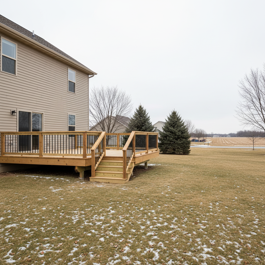 Completed wooden decks work at a residential property in Fremont, NE