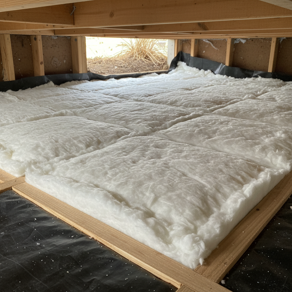 Completed crawl space insulation work at a residential property in Arlington Heights, IL
