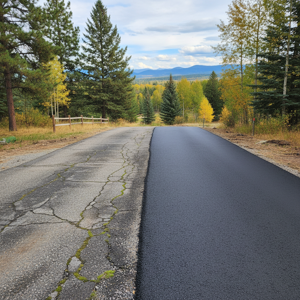 Completed asphalt paving work at a residential property in Bigfork, MT