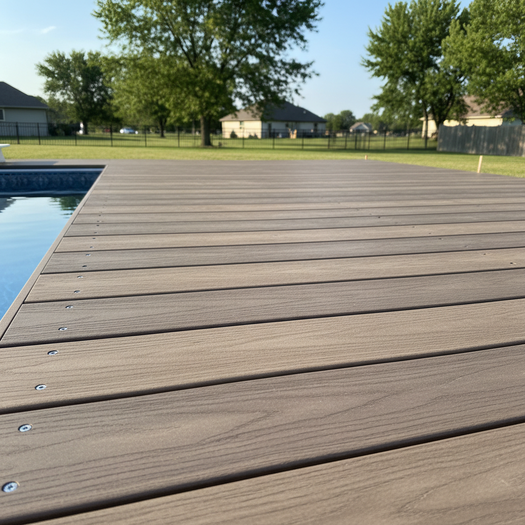Completed pool decks work at a residential property in Fremont, NE