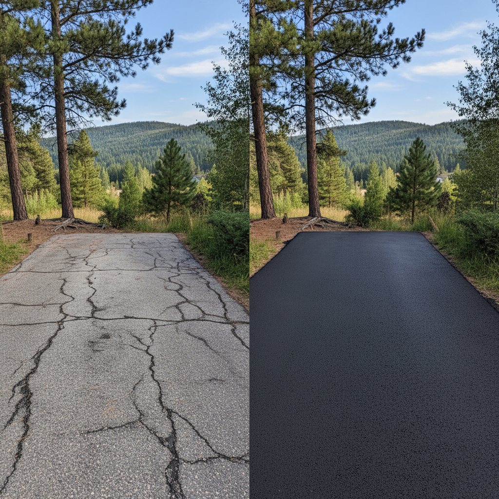 Completed residential asphalt work at a residential property in Bigfork, MT