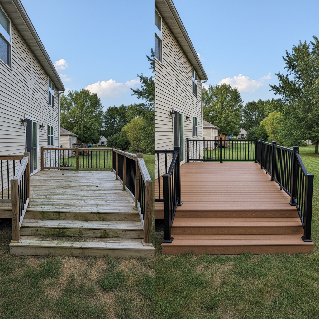 Completed trex decks work at a residential property in Fremont, NE