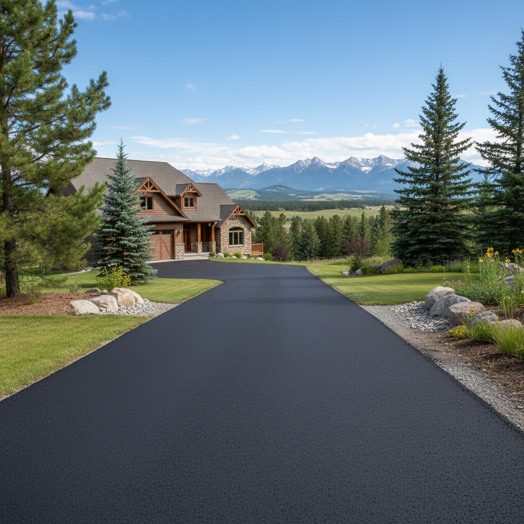Completed asphalt paving work at a residential property in Bigfork, MT