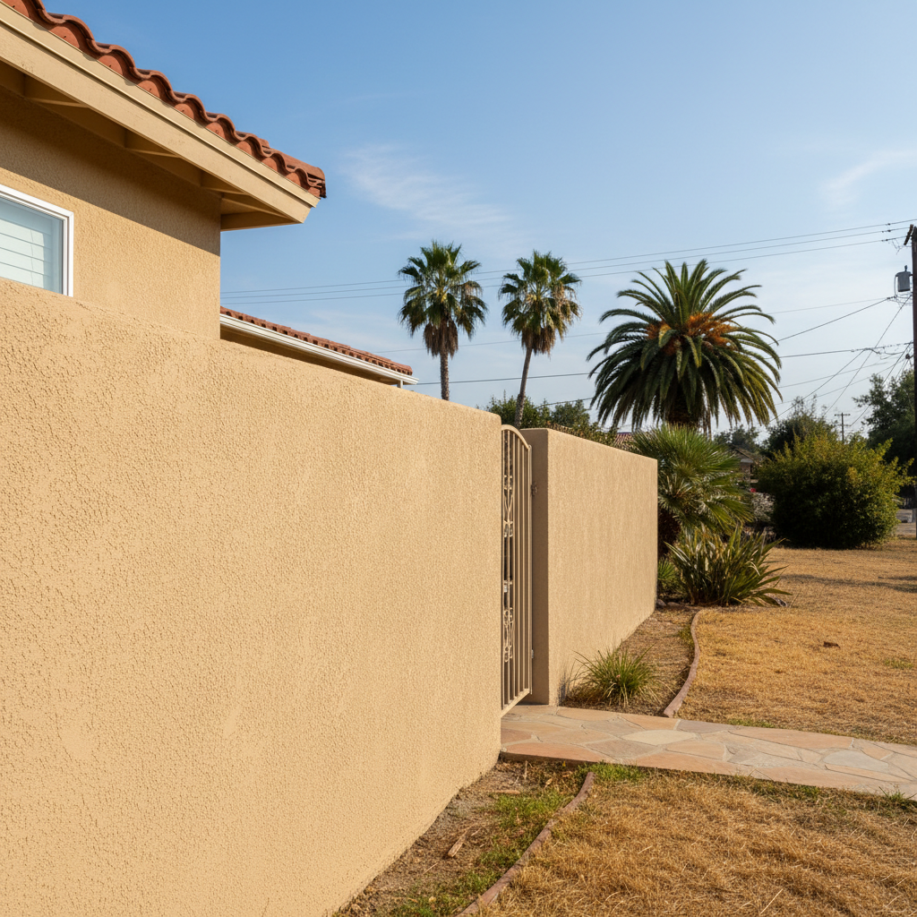 Completed residential stucco work at a residential property in Santa Ana, CA