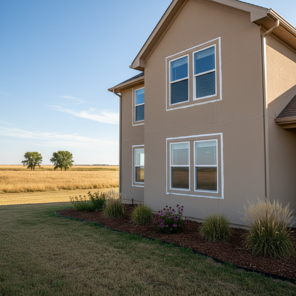 Completed window caulking and sealing work at a residential property in Garden City, KS