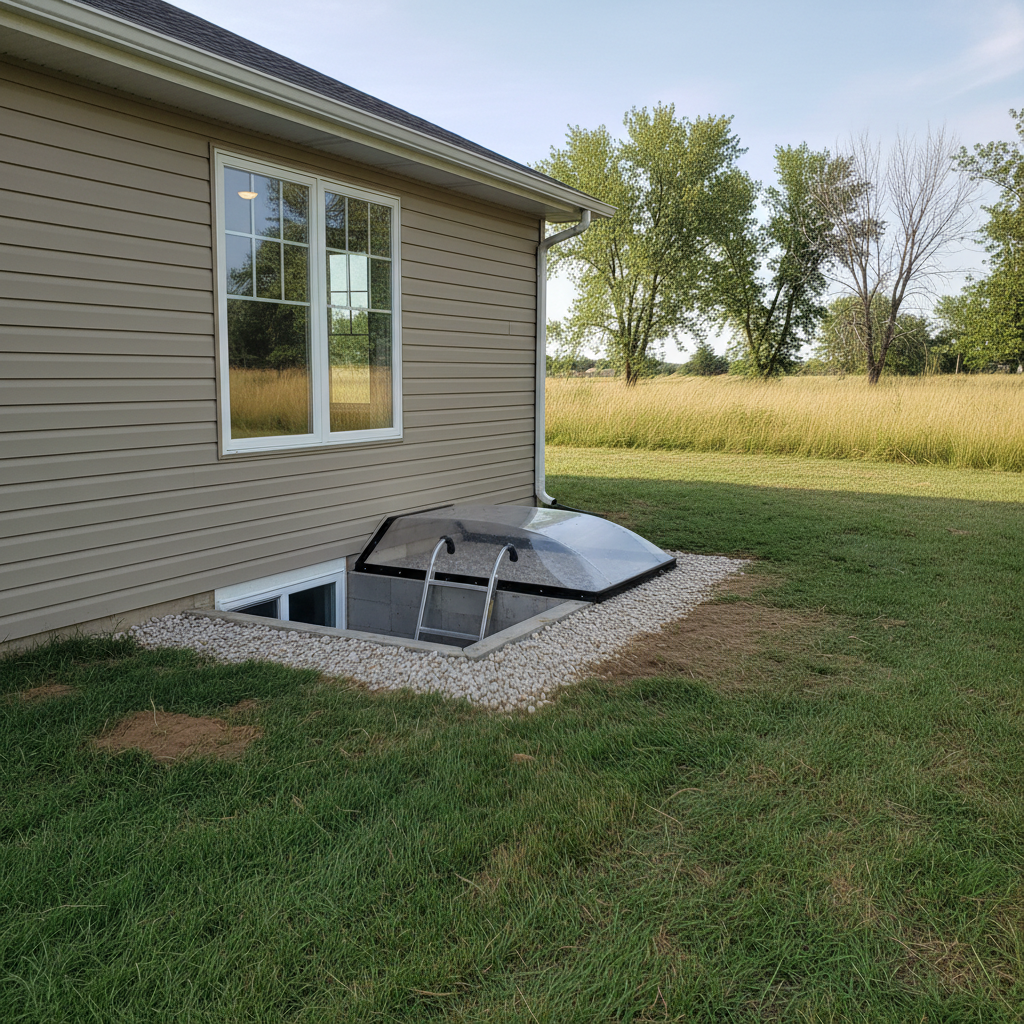 Completed egress window installation work at a residential property in Garden City, KS
