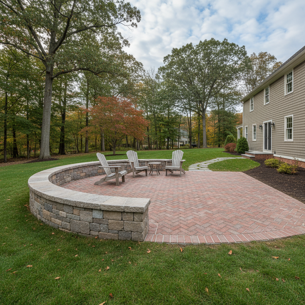 Completed brick laying work at a residential property in Weston, MA