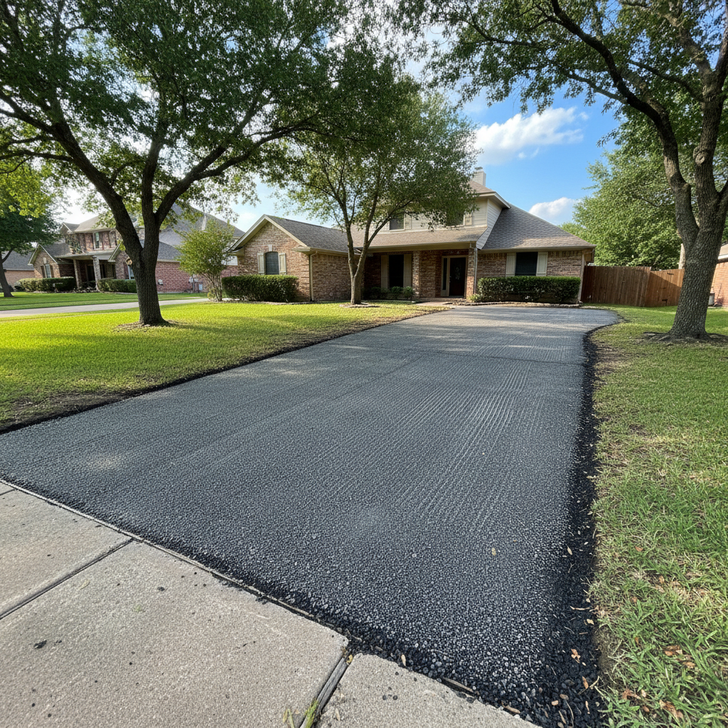 Completed asphalt milling work at a residential property in Irving, TX