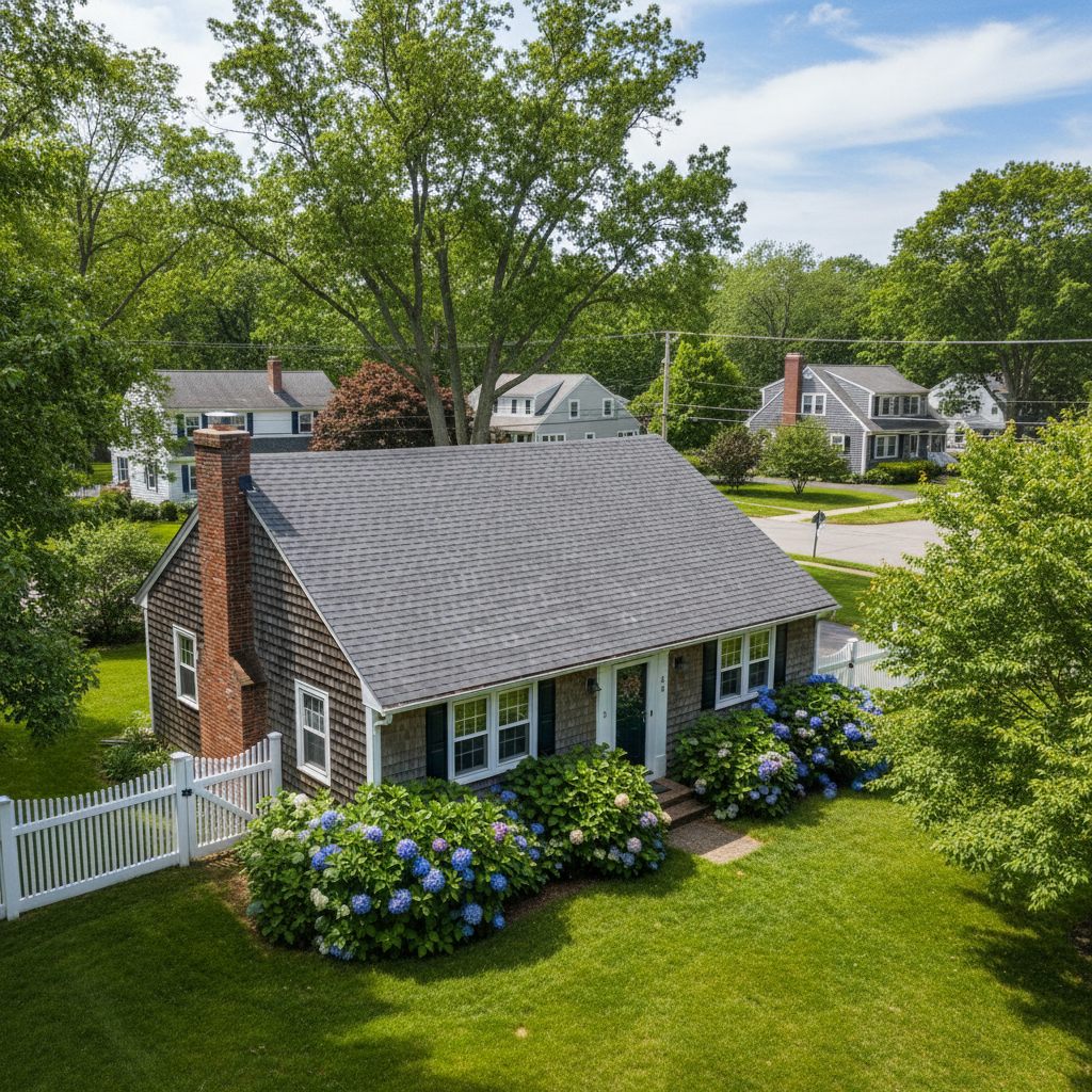 Completed roof repair work at a residential property in North Kingstown, RI