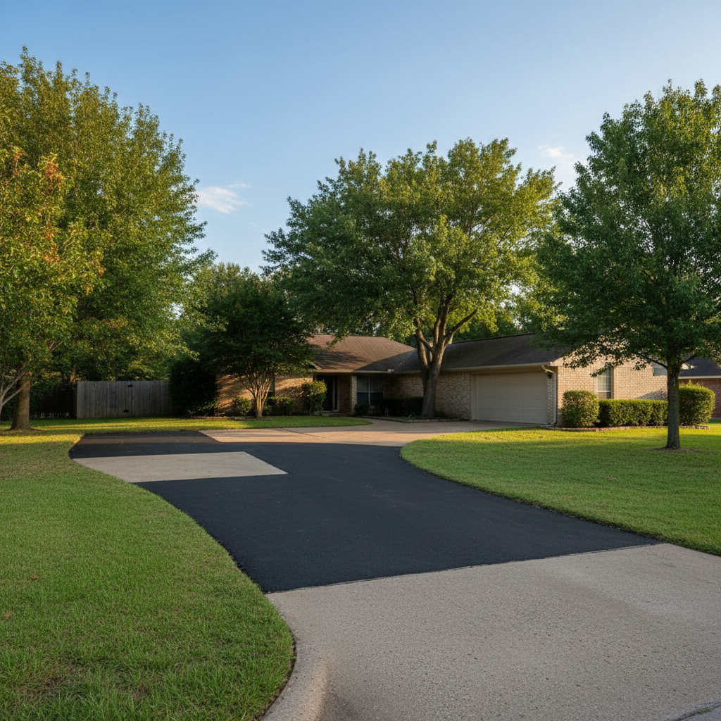 Completed asphalt patching work at a residential property in Irving, TX