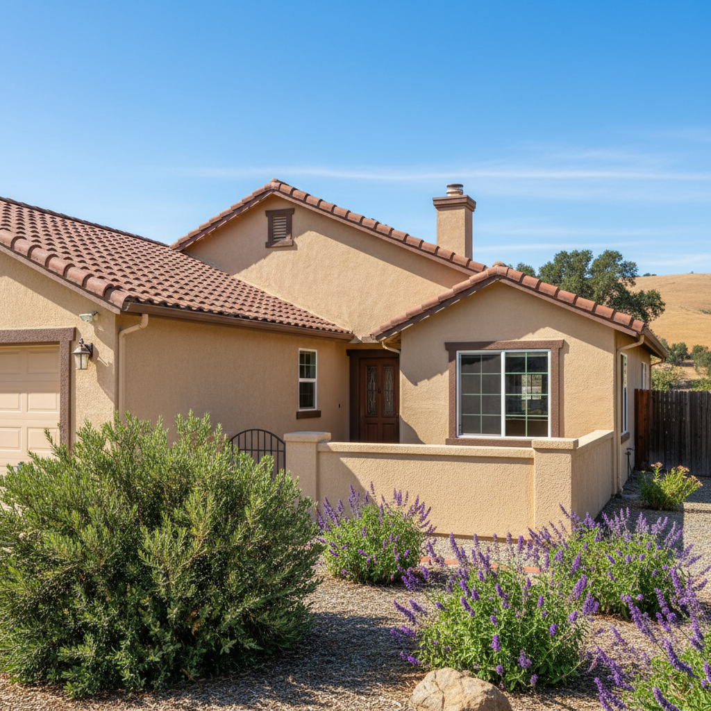 Completed stucco painting work at a residential property in Visalia, CA
