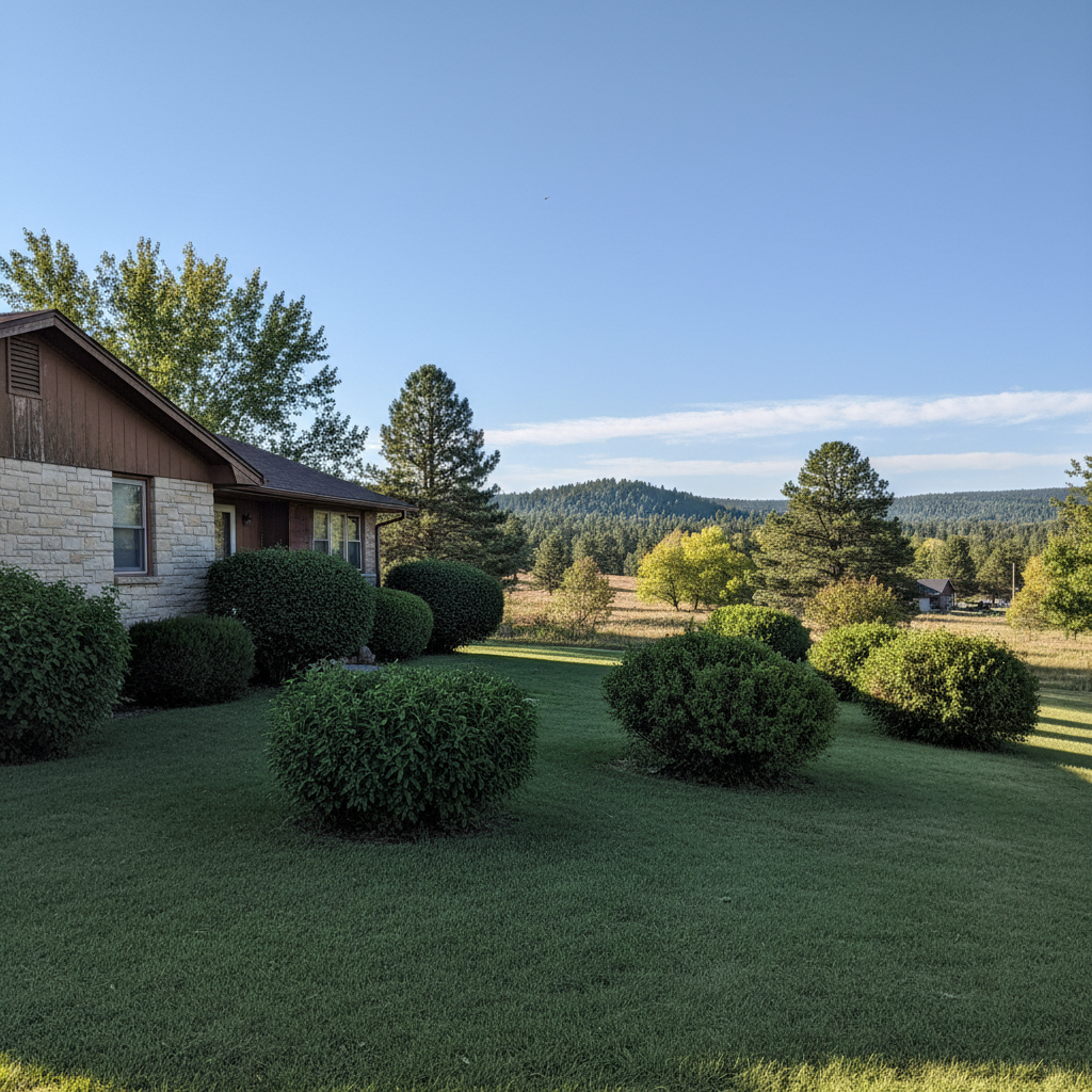 Completed shrub & bush trimming work at a residential property in Hot Springs, SD