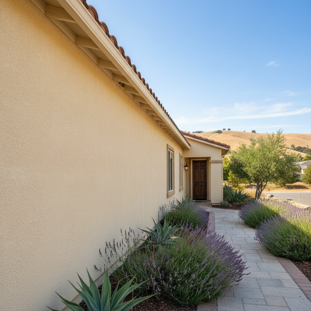Completed residential stucco work at a residential property in Visalia, CA