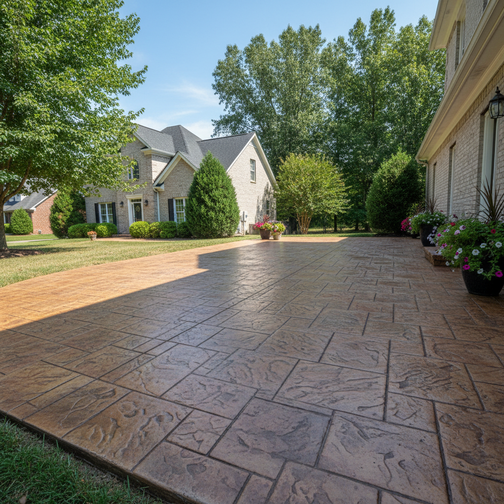 Completed stamped concrete work at a residential property in Athens, AL
