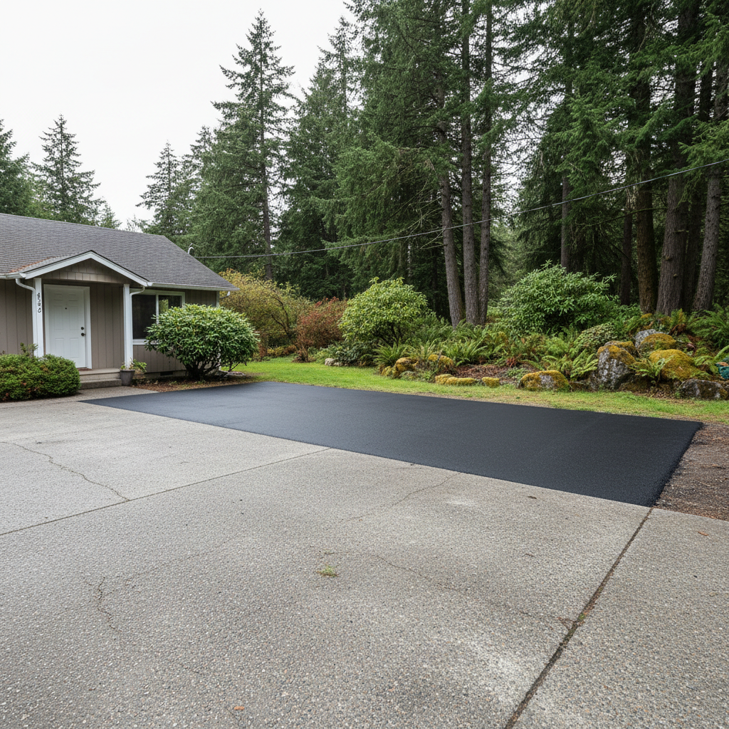 Completed asphalt repair work at a residential property in Naselle, WA
