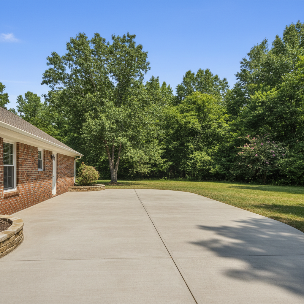 Completed concrete patios work at a residential property in Athens, AL
