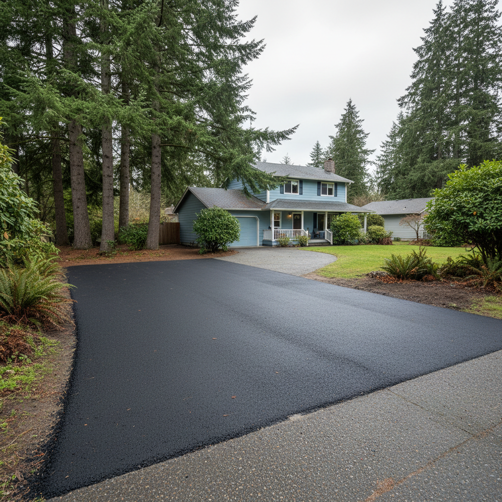 Completed asphalt patching work at a residential property in Naselle, WA