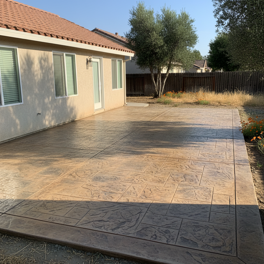 Completed decorative concrete work at a residential property in Manteca, CA