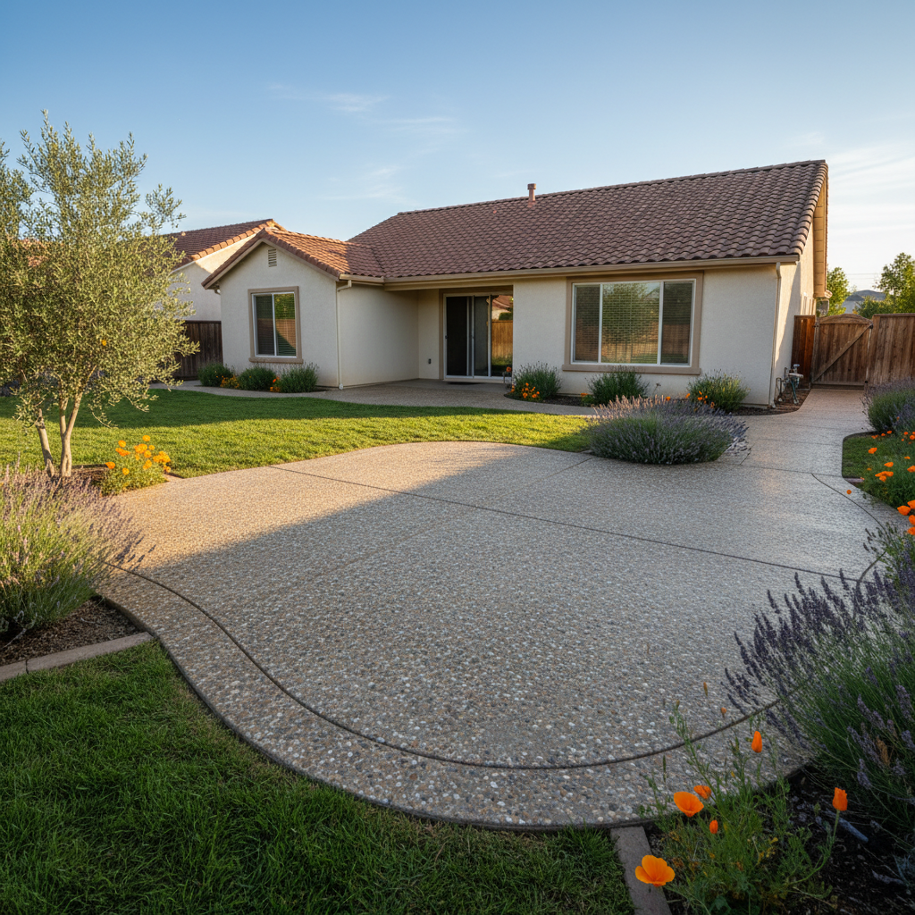 Completed concrete installation work at a residential property in Manteca, CA