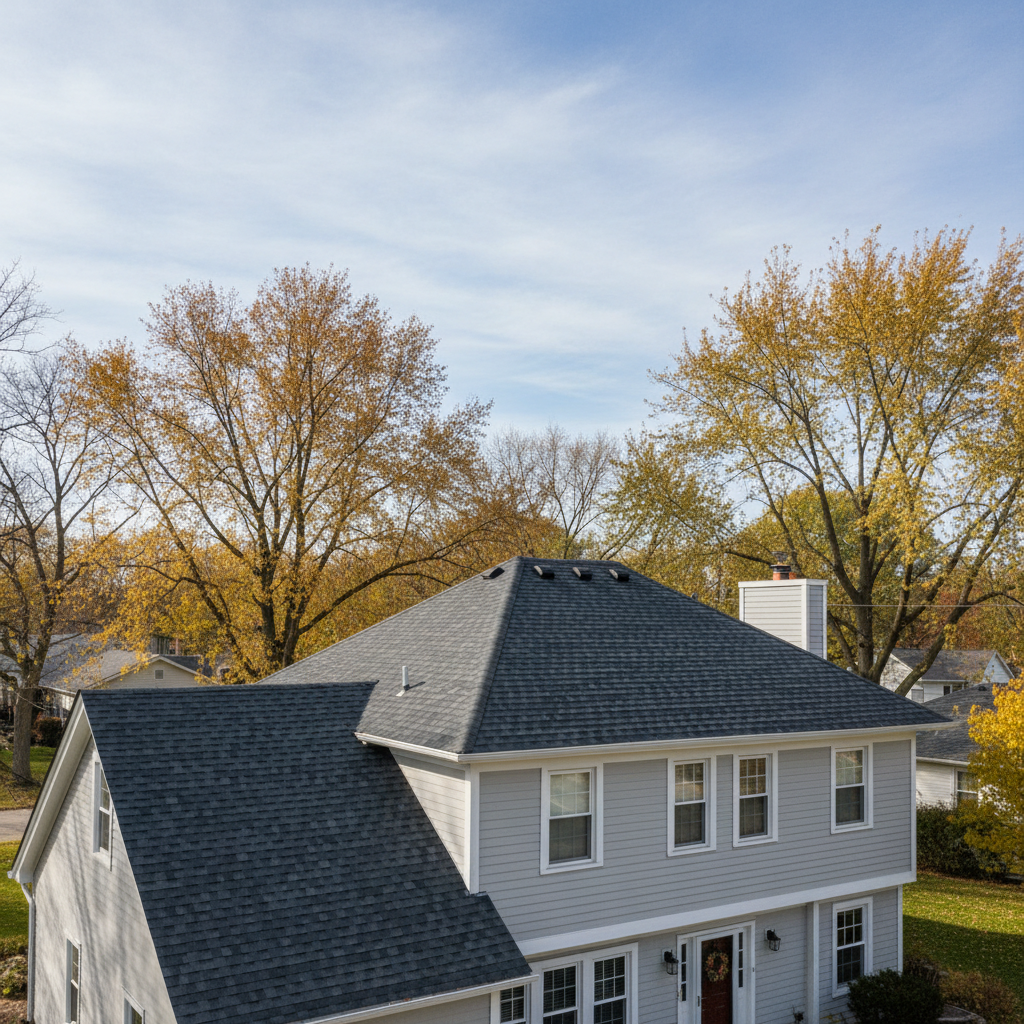 Completed roof installation work at a residential property in Skokie, IL