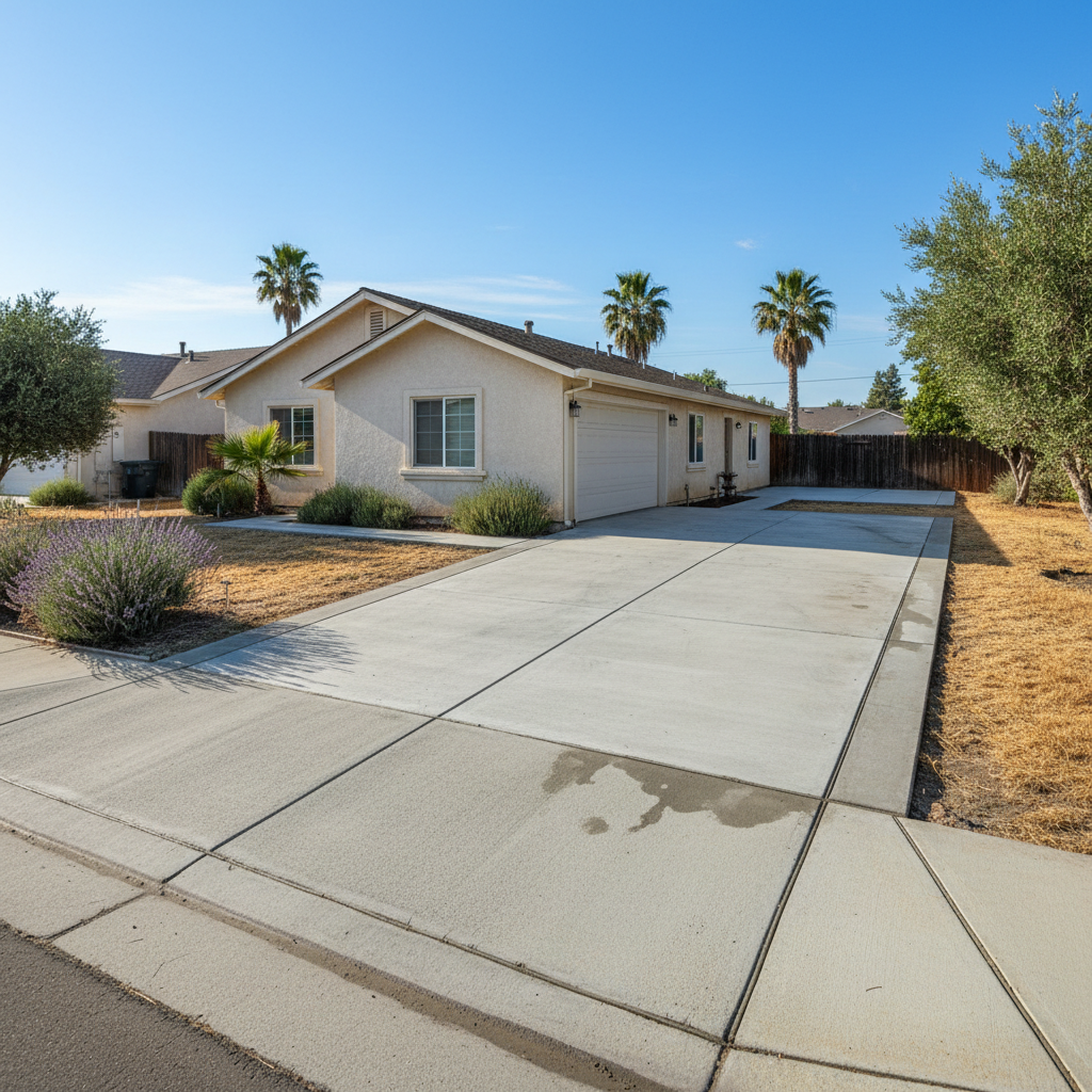 Completed concrete repair work at a residential property in Manteca, CA