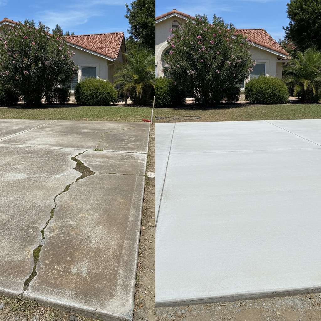 Completed concrete flatwork work at a residential property in Manteca, CA