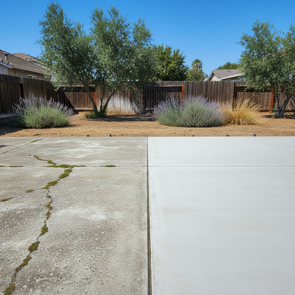Completed concrete flatwork work at a residential property in Manteca, CA