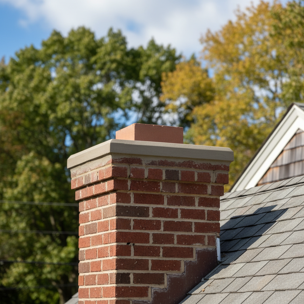 Completed chimney repair work at a residential property in Brookline, MA