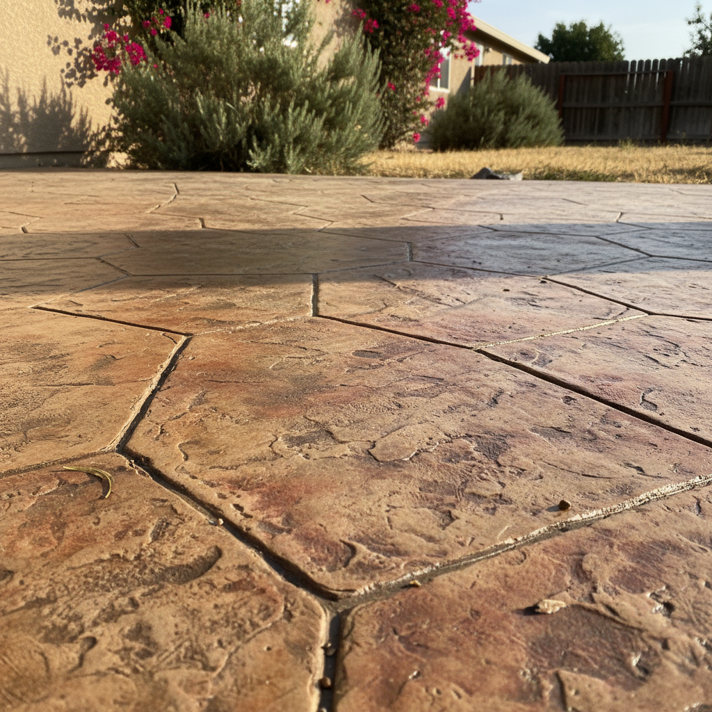 Completed decorative concrete work at a residential property in Manteca, CA