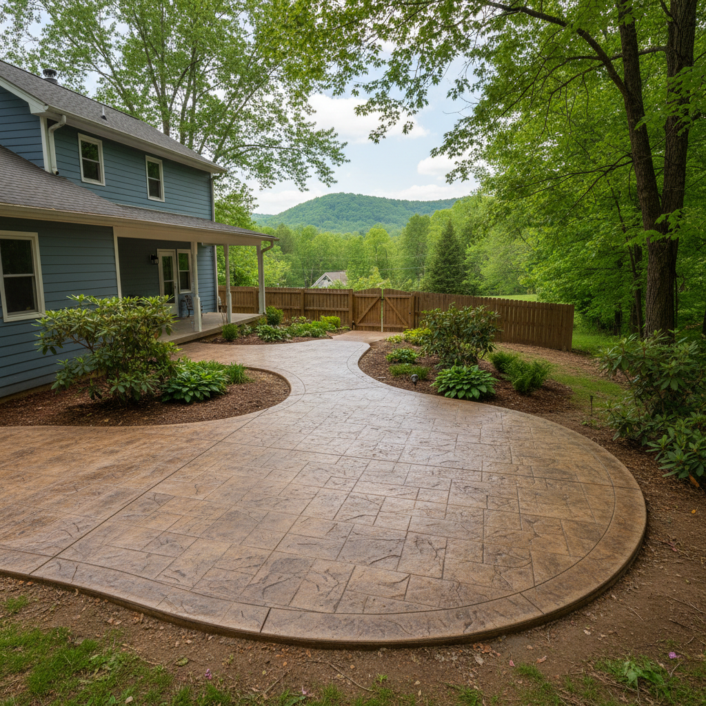 Completed stamped concrete work at a residential property in Cedar Grove, WV
