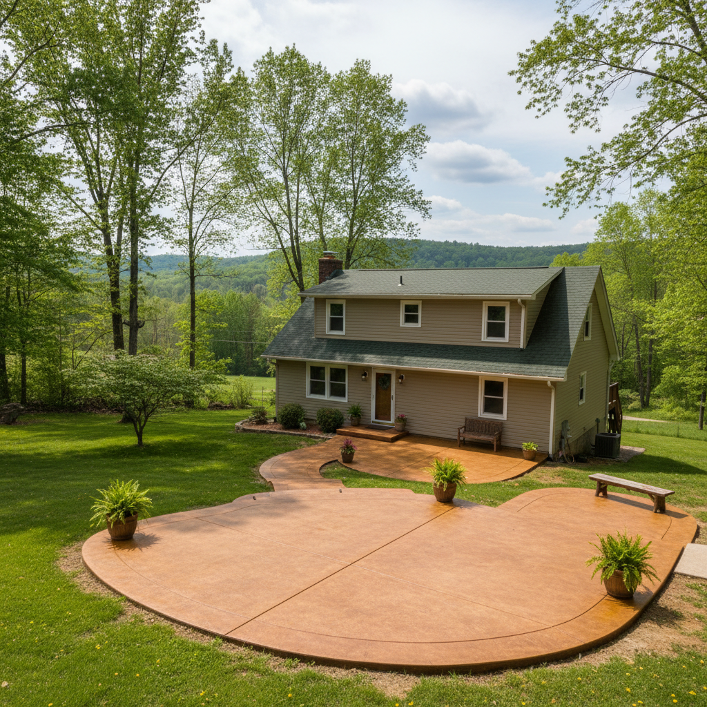 Completed concrete staining work at a residential property in Cedar Grove, WV