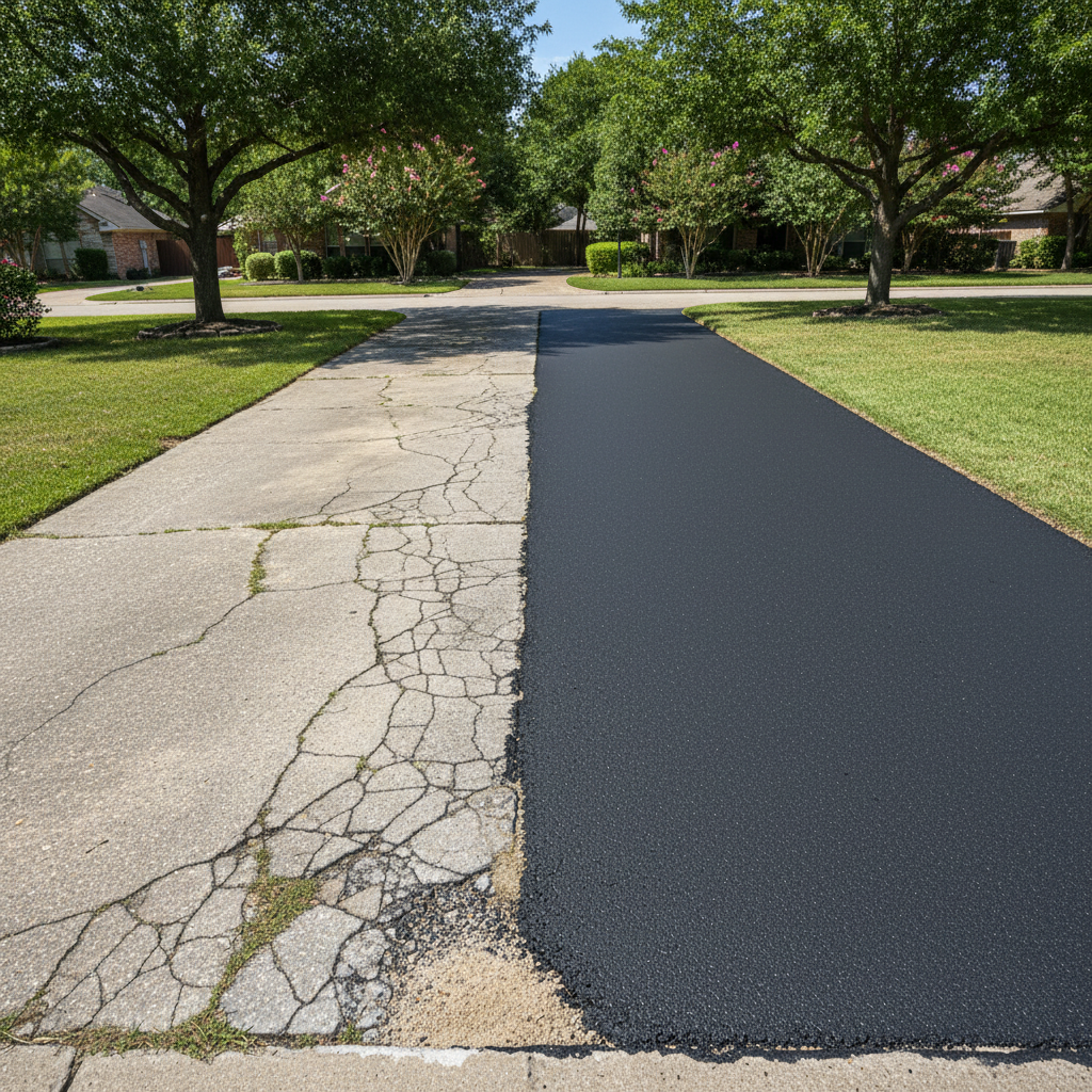 Completed residential asphalt work at a residential property in Dallas, TX
