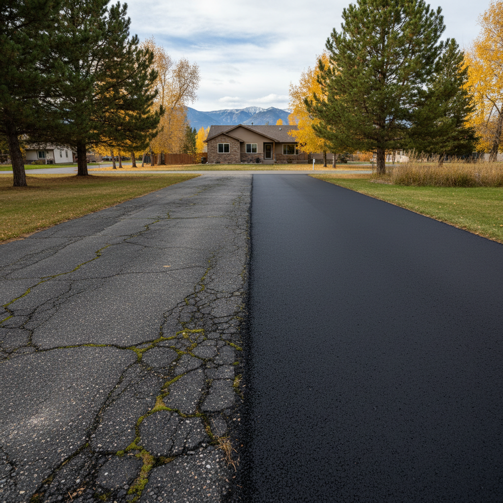 Completed residential asphalt work at a residential property in Kalispell, MT