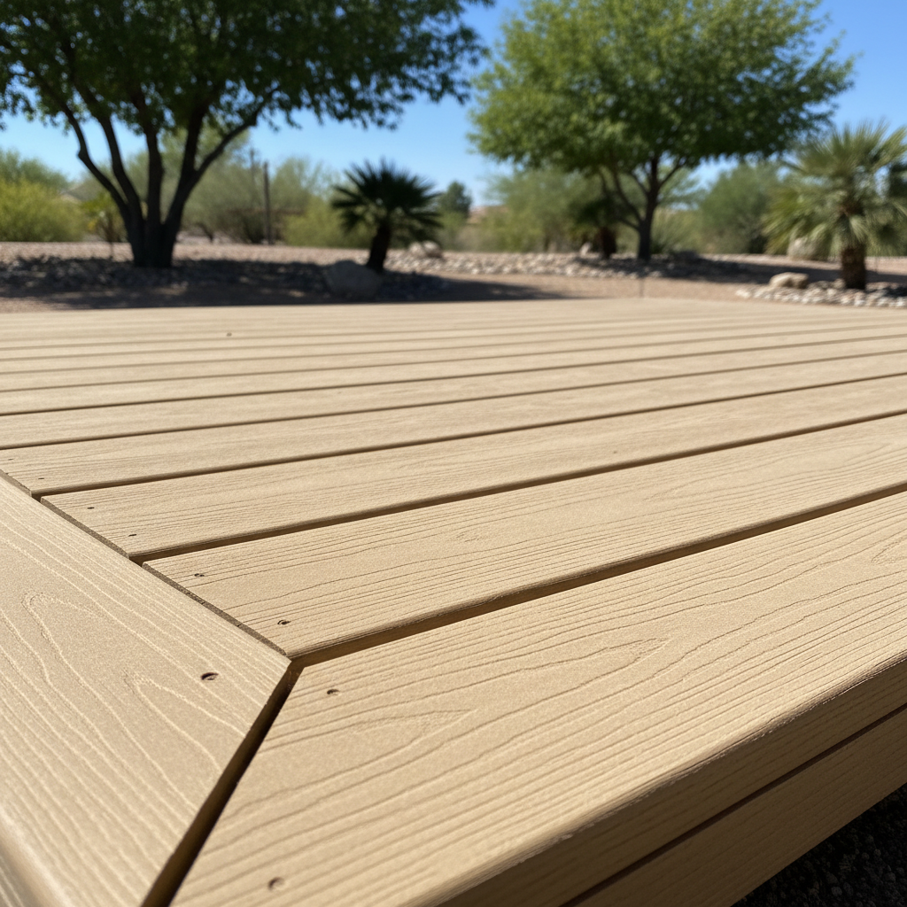 Completed trex decks work at a residential property in Las Vegas, NV