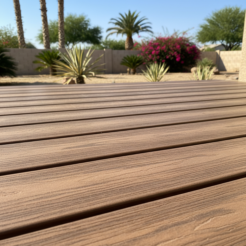 Completed trex decks work at a residential property in Peoria, AZ