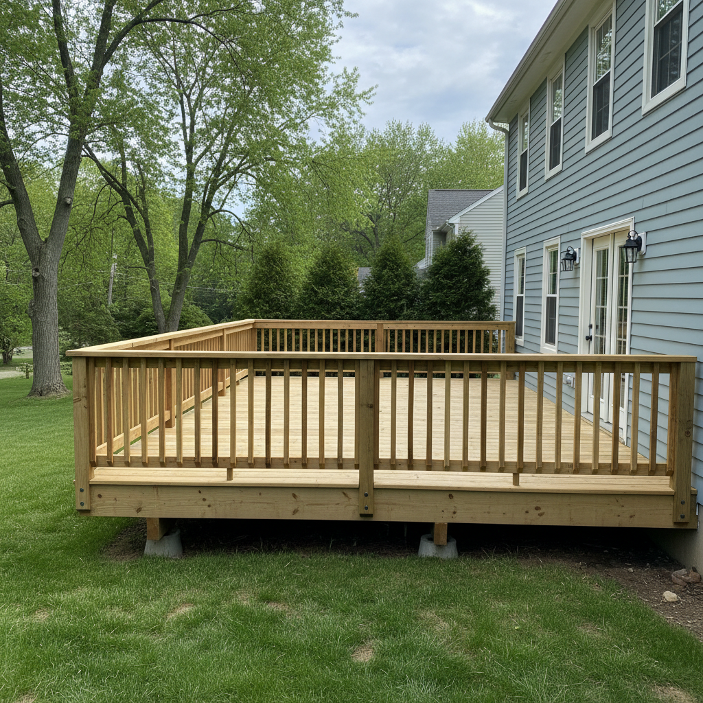 Completed deck railing installation work at a residential property in Bristol, CT