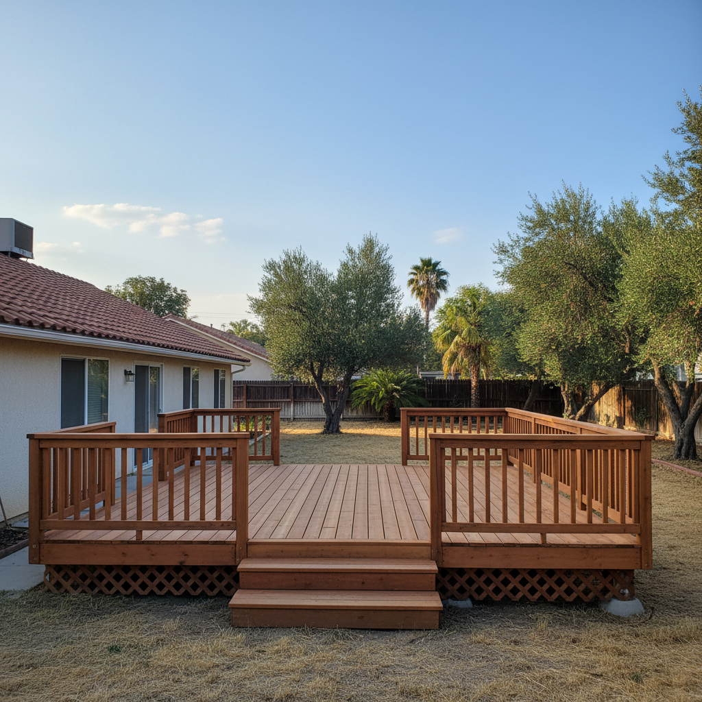 Completed deck repair work at a residential property in Fresno, CA