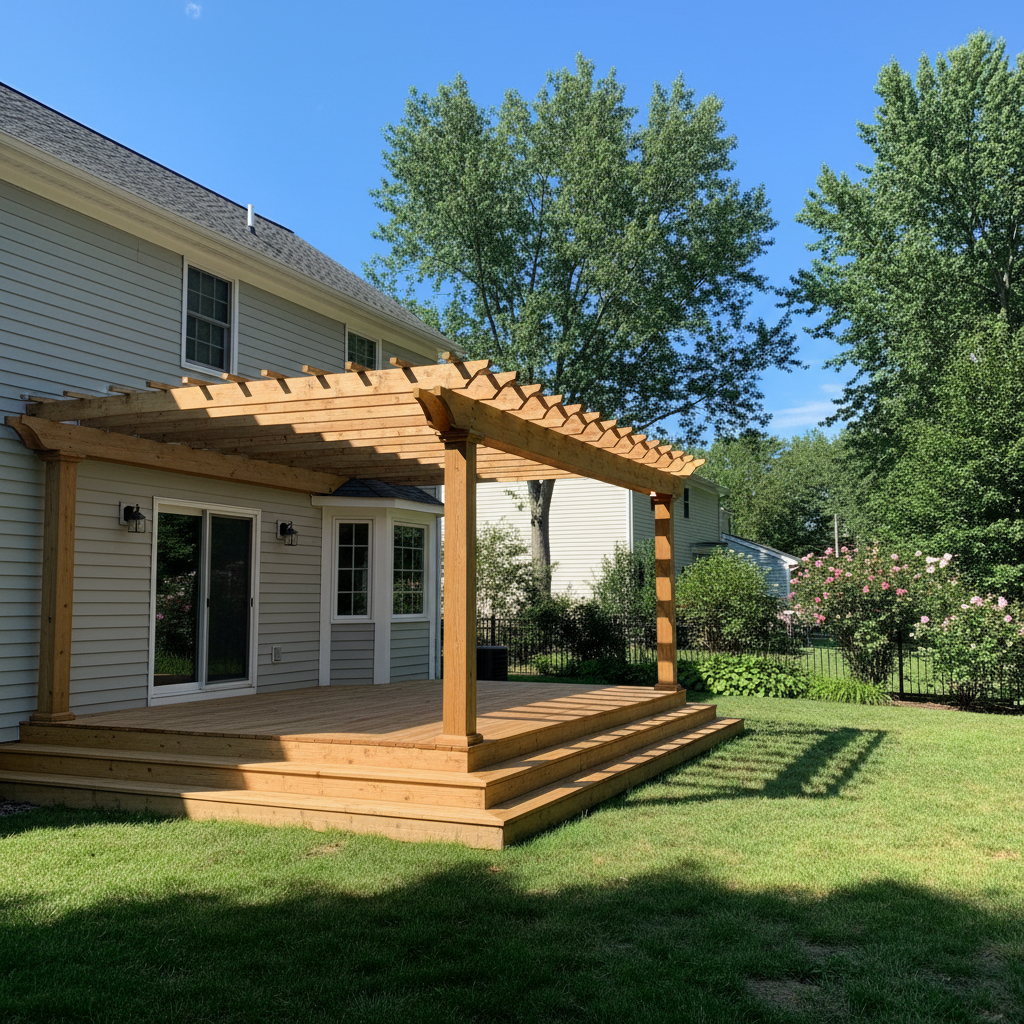 Completed pergola construction work at a residential property in Bristol, CT