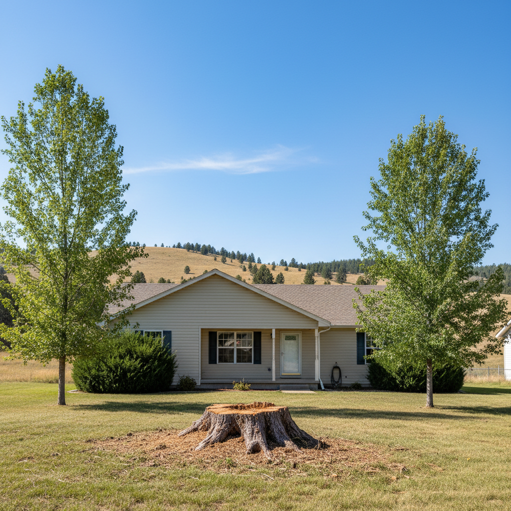 Completed tree removal work at a residential property in Sturgis, SD