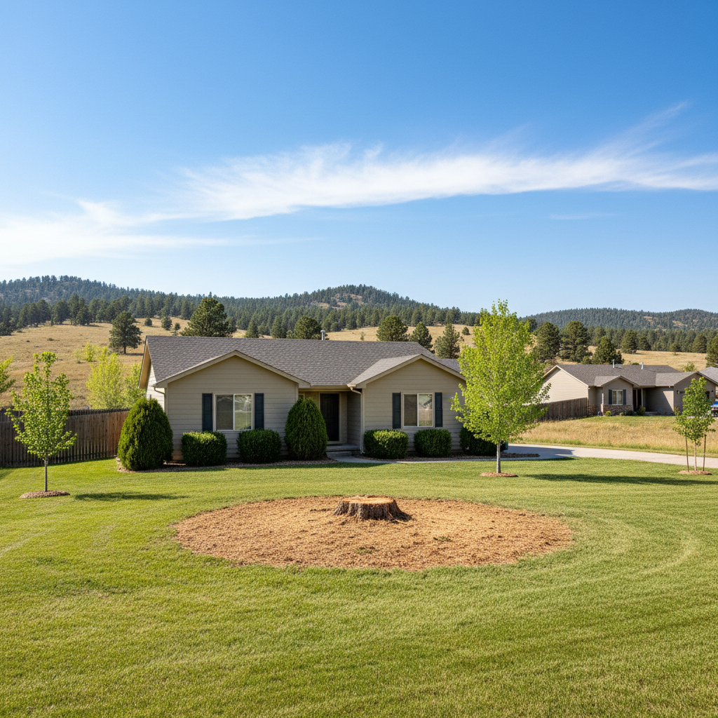 Completed tree removal work at a residential property in Sturgis, SD