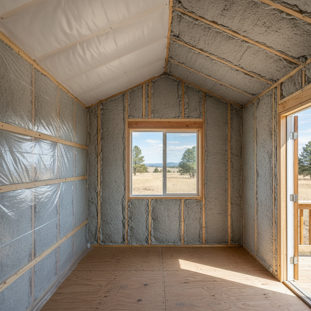 Completed shed insulation work at a residential property in Spearfish, SD