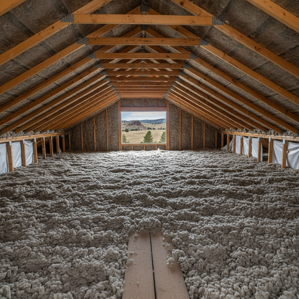 Completed blown-in insulation work at a residential property in Rapid City, SD
