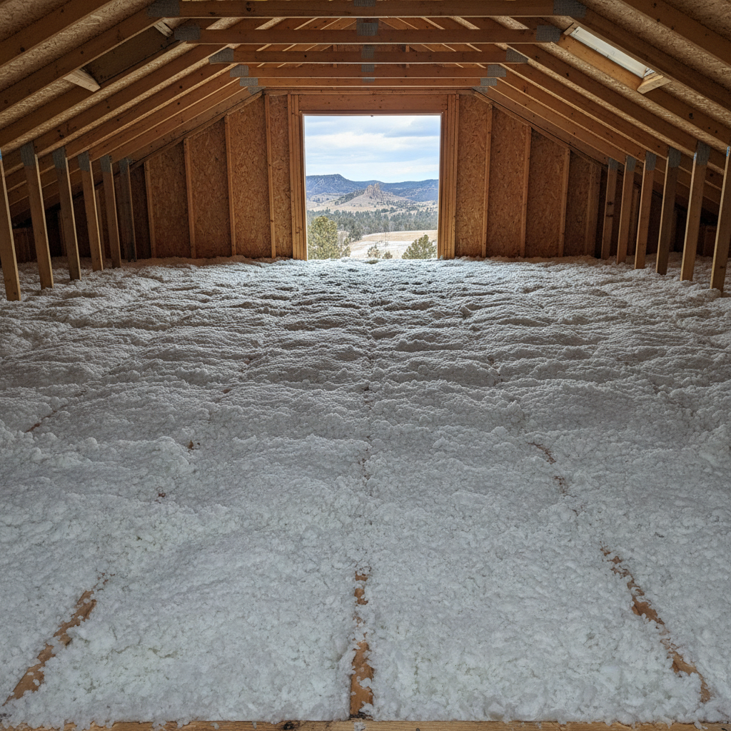 Completed blown-in insulation work at a residential property in Spearfish, SD