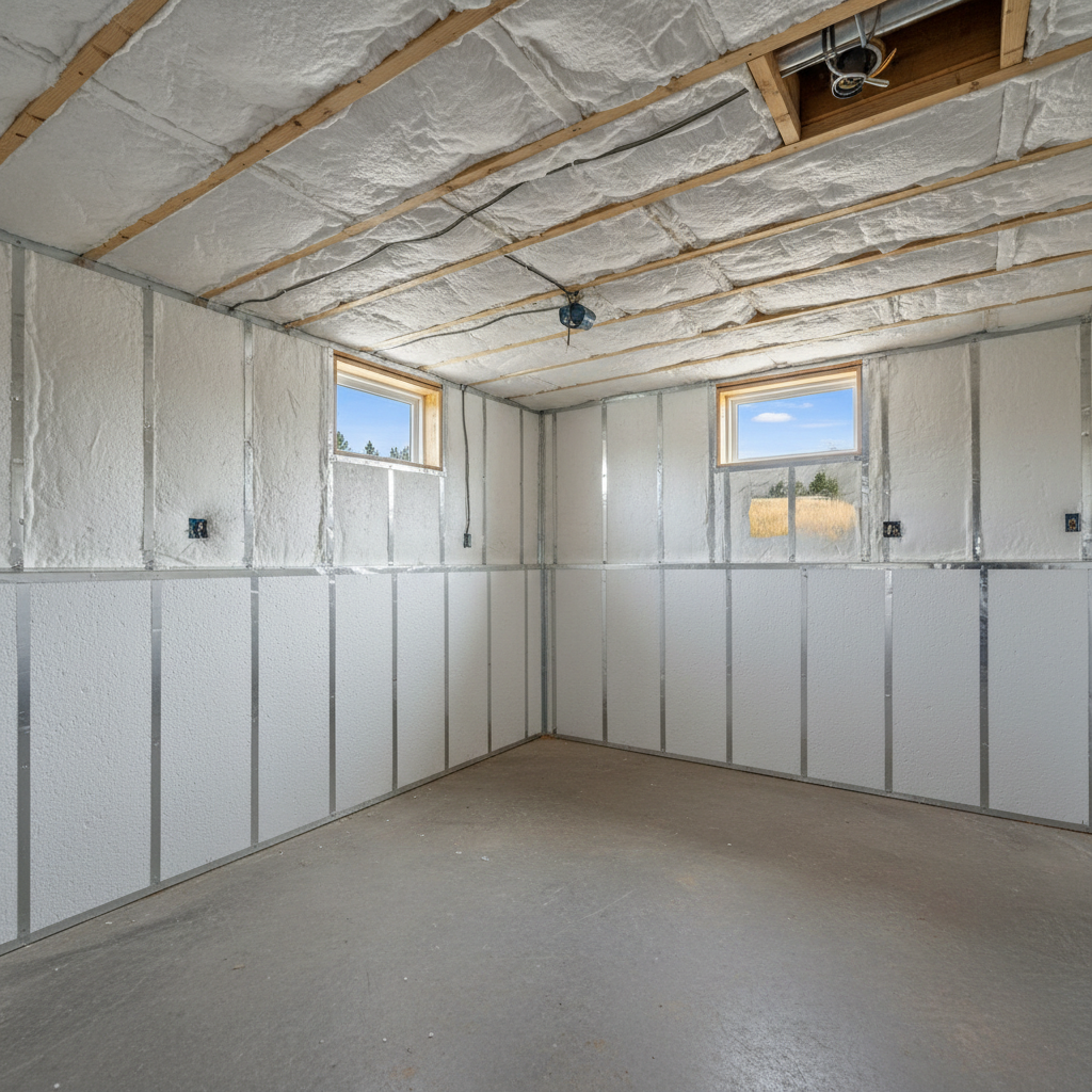 Completed basement insulation work at a residential property in Spearfish, SD