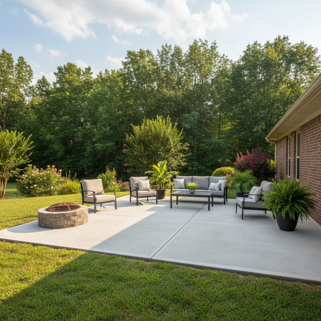 Completed concrete patios work at a residential property in Albertville, AL