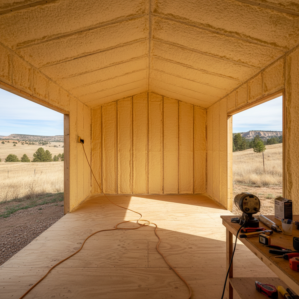 Completed shed insulation work at a residential property in Spearfish, SD