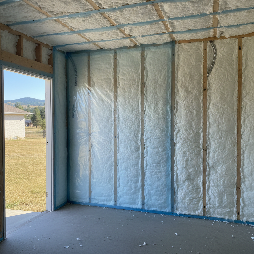 Completed shed insulation work at a residential property in Rapid City, SD