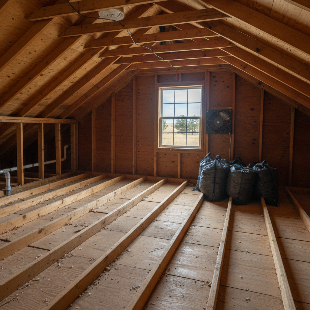 Completed insulation removal work at a residential property in Box Elder, SD