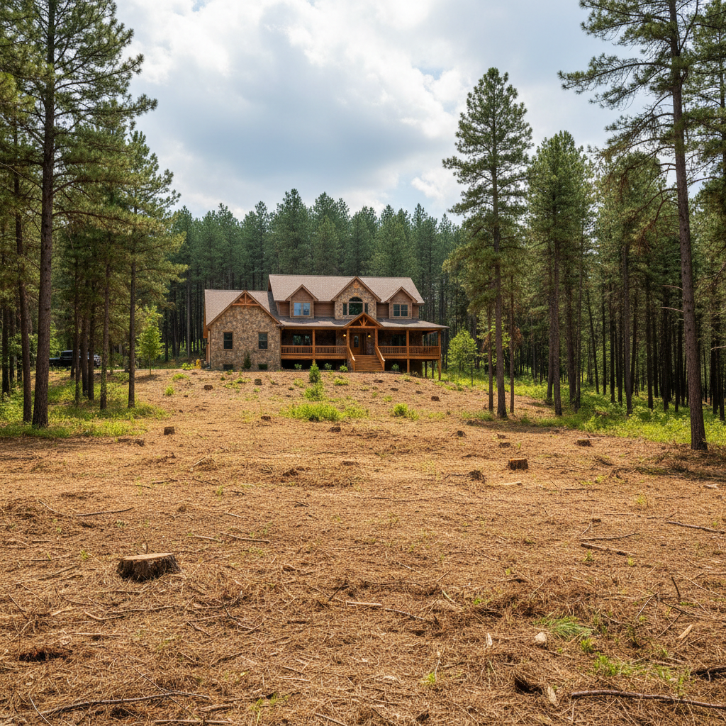 Completed land clearing work at a residential property in Hot Springs, SD
