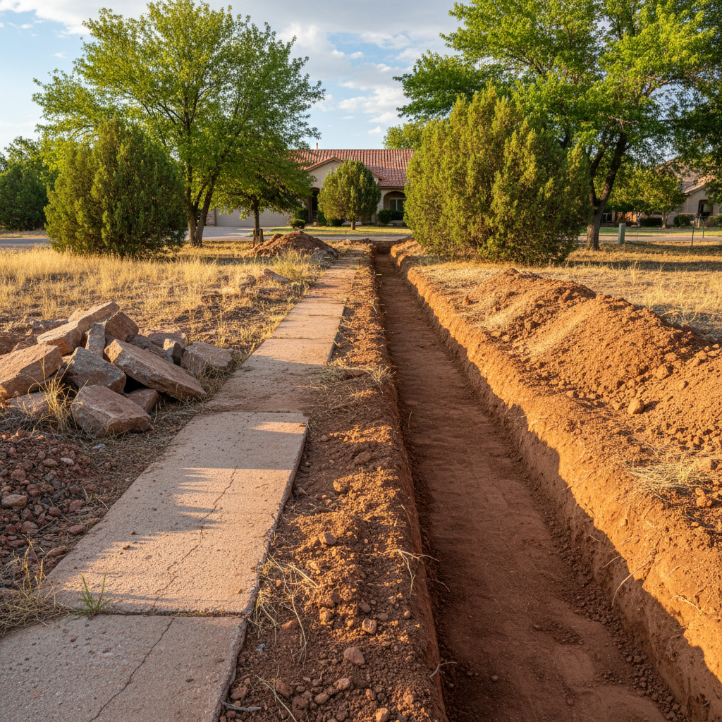Completed trenching work at a residential property in Prescott Valley, AZ